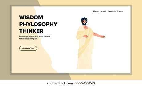 culture wisdom phylosophy thinker vector. philosopher idea, person science, ancient character culture wisdom phylosophy thinker web flat cartoon illustration