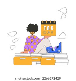 A cultured man holds a calendal in his hand. TAX day. The topic of paying taxes.