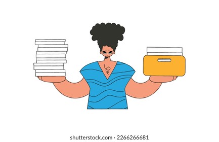 A cultured man holds stacks of documents in his hands.