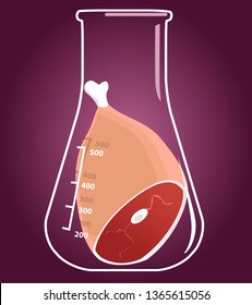 Cultured meat in a  laboratory flask, EPS 8 vector illustration, no transparencies, no mesh