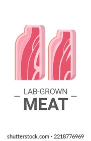 carne roja cruda cultivada bacon hecha de células animales concepto de producción de carne cultivada en laboratorio vertical
