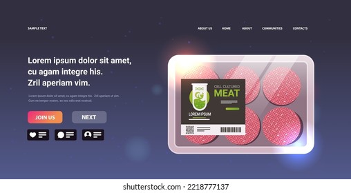 cultured raw red meat pack plastic tray container steak made from animal cells artificial lab grown meat production