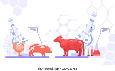 cultured red raw meat made from different animal cells artificial lab grown meat production concept