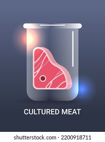 gezüchtetes rotes Rohfleisch in Teströhren aus tierischen Zellen künstliches Laborfleisch