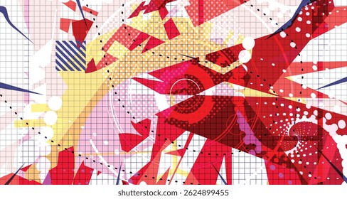 Culturando cor futurista fundo abstrato negrito Elementos de textura de arames e modernas formas de estilo cômico e efeitos dinâmicos e design de ícones