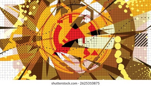 Culturing Colorful Futuristic Abstract Background Bold Wireframe Texture Elements and Modern Comic Style Shapes And Dynamic Effects and Icons Design