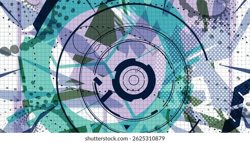 Culturing Colorful Futuristic Abstract Background Bold Wireframe Texture Elements and Modern Comic Style Shapes And Dynamic Effects and Icons Design