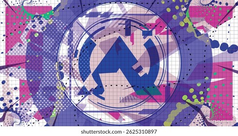 Culturing Colorful Futuristic Abstract Background Bold Wireframe Texture Elements and Modern Comic Style Shapes And Dynamic Effects and Icons Design