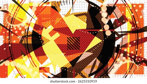 Culturing Colorful Futuristic Abstract Background Bold Wireframe Texture Elements and Modern Comic Style Shapes And Dynamic Effects and Icons Design