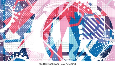 Culturing Colorful Futuristic Abstract Background Bold Wireframe Texture Elements and Modern Comic Style Shapes And Dynamic Effects and Icons Design	