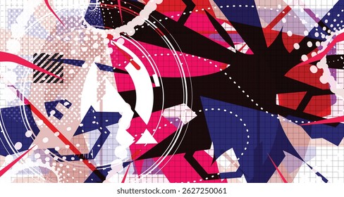Culturing Colorful Futuristic Abstract Background Bold Wireframe Texture Elements and Modern Comic Style Shapes And Dynamic Effects and Icons Design	