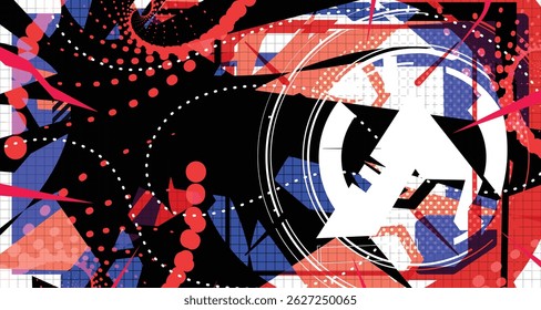 Culturing Colorful Futuristic Abstract Background Bold Wireframe Texture Elements and Modern Comic Style Shapes And Dynamic Effects and Icons Design	