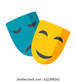 Culturology Concept With Theater Masks, Vector Illustration In Flat Style