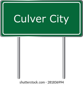 Culver City , California, road sign green vector illustration, road table, USA city