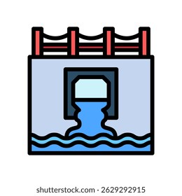 Culvert mini ilustração contorno ícone de cor, uso para engenharia civil, indústria, construção UI, kit UX, aplicativo e desenvolvimento web, digital ou impressão.