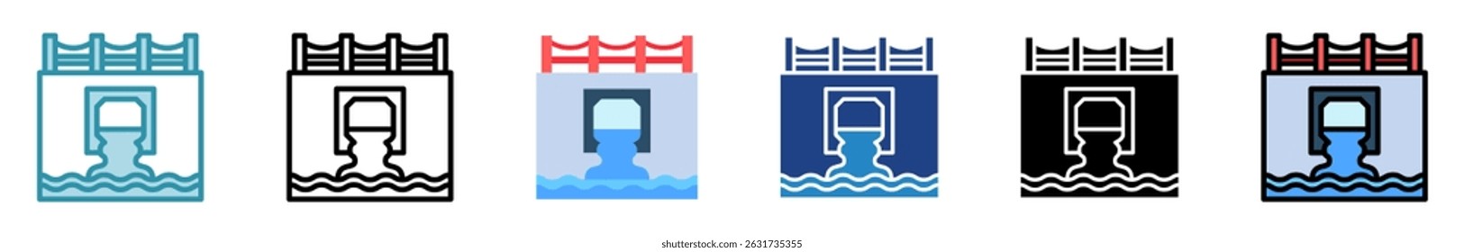 Culvert multi estilo, mini ilustração ícone conjunto. contorno, plano, glifo, cor da linha. vetor para IU, UX, aplicativo, web, digital ou impressão, relacionado à indústria, construção, engenharia civil.