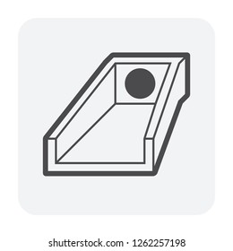 Culvert or precast concrete pipe and structure vector icon. Include retaining wall i.e. endwall, headwall, wingwall for inlet, outlet of water, rainwater. Drainage system under road, driveway, street.