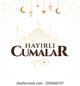 Hayırlı cumalar, cumanız mübarek olsun. Translation: Good Friday, May your Friday be blessed.  Typography logo set