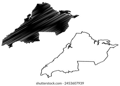 Cumberland County (Canada, Nova Scotia Province, North America) map vector illustration, scribble sketch Cumberland map