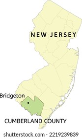 Cumberland County and city of Bridgeton Landing location on New Jersey state map svg