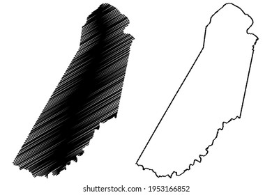 Cumberland County, Commonwealth of Virginia (U.S. county, United States of America) map vector illustration, scribble sketch Cumberland map