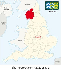 Cumbria County Map With Flag