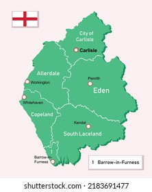 Cumbria map in England. Vector illustration