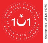 Türkiye Cumhuriyeti 101 yaşında Republic of Turkey is 101 years old
