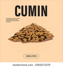 Cumin Seeds Premium Vector Clipart High-Quality Illustration for Cooking Branding and Packaging