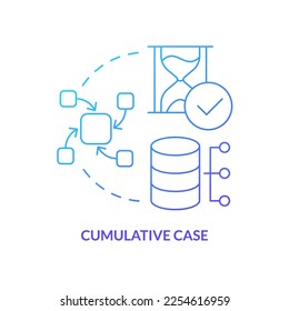 Cumulative case blue gradient concept icon. Collect data from sources. Type of events study abstract idea thin line illustration. Isolated outline drawing. Myriad Pro-Bold font used