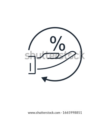 Cumulative percentage. Vector linear icon isolated on white background.