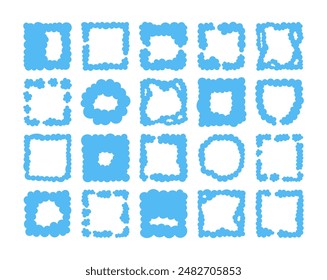 Cumulus cloud decorative frame. Weather decoration. Vector drawing. Collection of design elements.