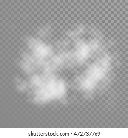 Cumulus cloud on transparent background. Vector white fog diffudion effect