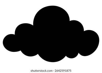Cumulus cloud. Silhouette. Curly black cloud. Vector illustration. Isolated white background. Idea for web design.