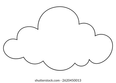 Nuvem cumulativa. Esboço. Ilustração vetorial. Contorno em plano de fundo branco isolado. Estilo Doodle. Livro de colorir para crianças. Nuvem encaracolada. Estilo Doodle. Ideia para web design.