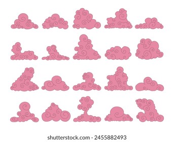 Cumulus cloud. Sky air symbol. Vector drawing. Collection of design elements.