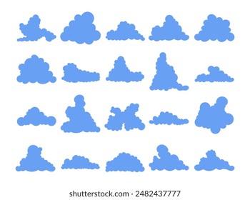 Cumulus cloud. Sky air symbol. Vector drawing. Collection of design elements.