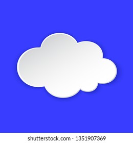 Cumulus Cloud Weather forecast info icon. Cloudy day sign kit paper cut carved style on blue. Climate weather element. Trendy button for Metcast report mark, meteo mobile app, web. Vector illustration