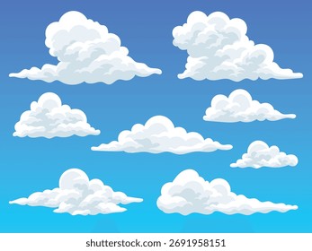 Cumulus clouds, cloud set, smooth clouds in the bright blue sky