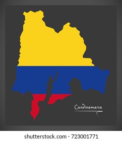 Cundinamarca map of Colombia with Colombian national flag illustration