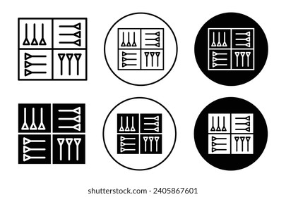 Cuneiform ancient letter script Icon in flat vector style. old historic alphabet cuneal runes sign symbol illustration 