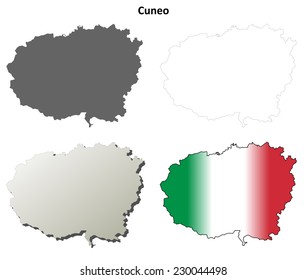 Cuneo blank detailed outline map set