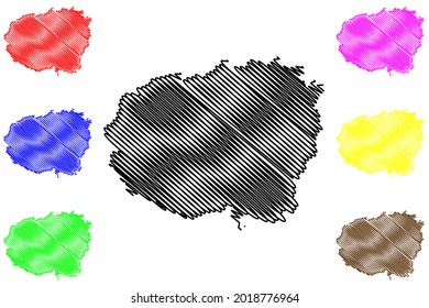 Cuneo province (Italy, Italian Republic, Piedmont region) map vector illustration, scribble sketch Province of Coni map
