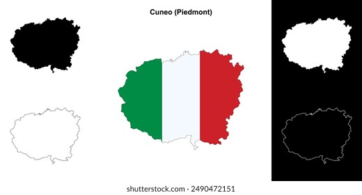 Conjunto de mapas esquemáticos de la provincia de Cuneo