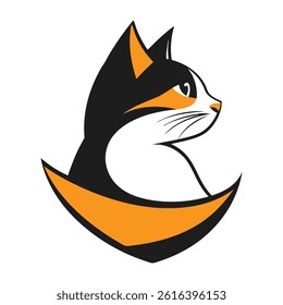 Cunning Calico Cat Illustration on White Background