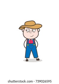 Cunning Cartoon Cowboy Character Vector Illustration
