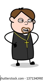 Cunning - Cartoon Priest Religious Vector Illustration