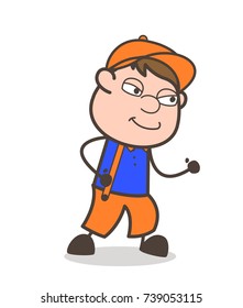 Cunning Cartoon Worker Face Expression