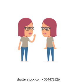 Cunning Character Girl Designer gossiping and telling secret to his friend. Poses for interaction with other characters from this series