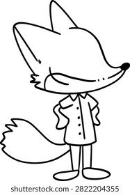 Cunning Fox Character Wearing Collared Shirt